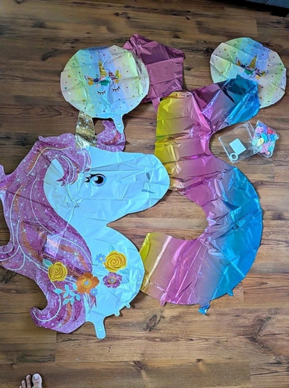 New 6Pcs Large Unicorn Themed Myler Foil Balloons Set With Pastel Latex Balloons